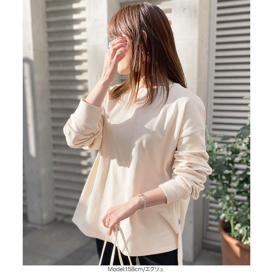 トップス Ｔシャツ 長袖 ユニセックス サイドスリット クルーネック USAコットン ロンＴ 無地 レディース メンズ C4918 | KOBE LETTUCE | 13