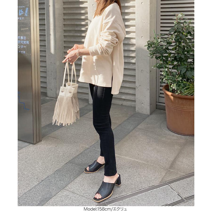 トップス Ｔシャツ 長袖 ユニセックス サイドスリット クルーネック USAコットン ロンＴ 無地 レディース メンズ C4918 | KOBE LETTUCE | 14