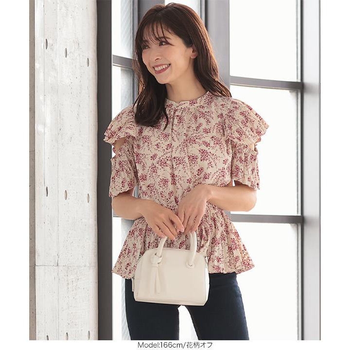 KOBE LETTUCE（神戸レタス） ブラウス 花柄 半袖 プリーツ 春夏 大人