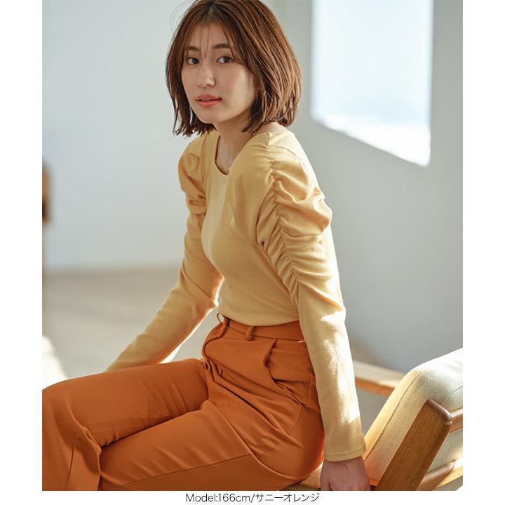 レディース　トップス モックネックorスクエアネックぽわんスリーブニットトップス [C6609