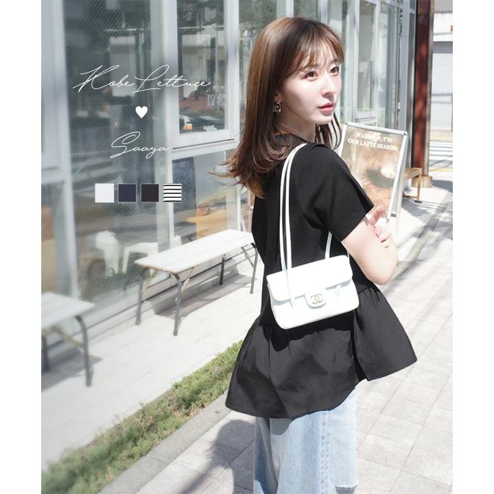 Tシャツ トップス レディース 水野佐彩さんコラボ ペプラム フレア フリル ギャザー フェミニン C6035 C6035 神戸レタスkobelettuce 通販 Yahoo ショッピング