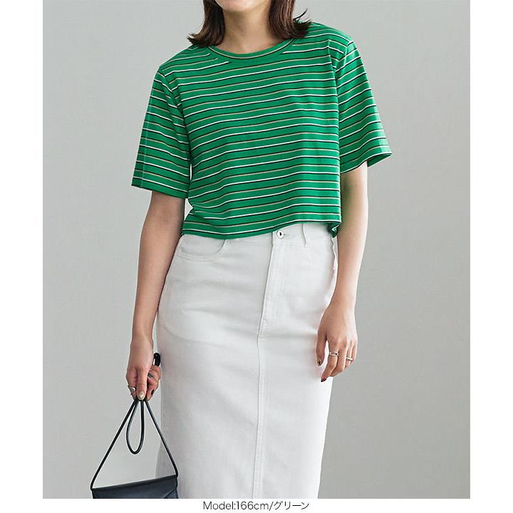 KOBE LETTUCE Tシャツ 半袖 トップス クロップド丈 柄 ボーダー