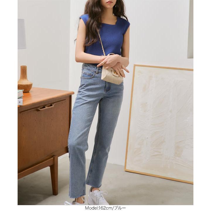 ノースリスクエアネックリブニット 楽天市場】前後2wayリブニットトップス レディース ノースリーブ