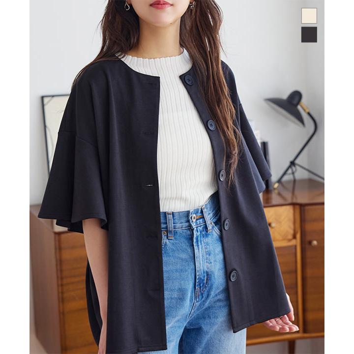 バーバリーブルーレーベル　半袖カーディガン　バッククロス　キャミ　リブ　セット リボン＆パールビジュー付き透かし編みカーディガン