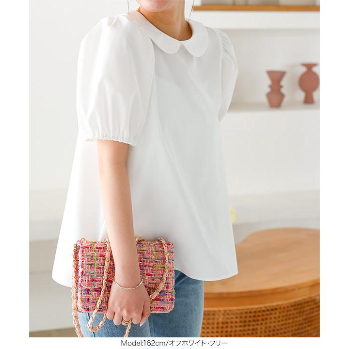 KOBE LETTUCE（神戸レタス） フレアブラウス レディース 半袖 襟 シワ