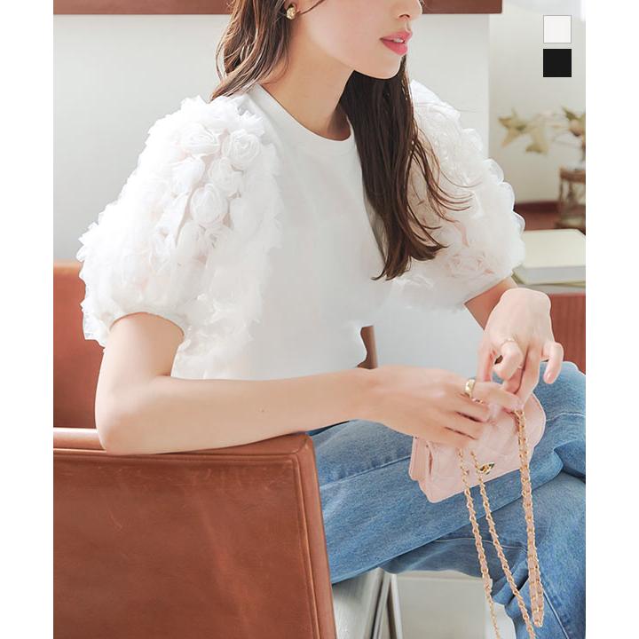 KOBE LETTUCE Tシャツ シアー レース パフスリーブ フリル 袖 KOBE LETTUCE Tシャツ シアー レース パフスリーブ フリル 袖