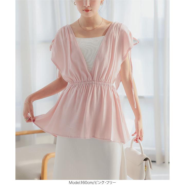 【美品】Lepetto ピンクリボン付きノースリーブトップス レペット 美品】Lepetto ピンクリボン付きノースリーブトップス レペット