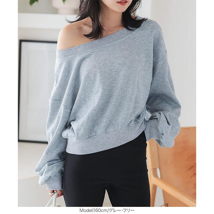 トップス レディース 長袖 40代 50代 オフショル スウェット スエット オフショルダー トレーナー C7253 | KOBE LETTUCE | 05