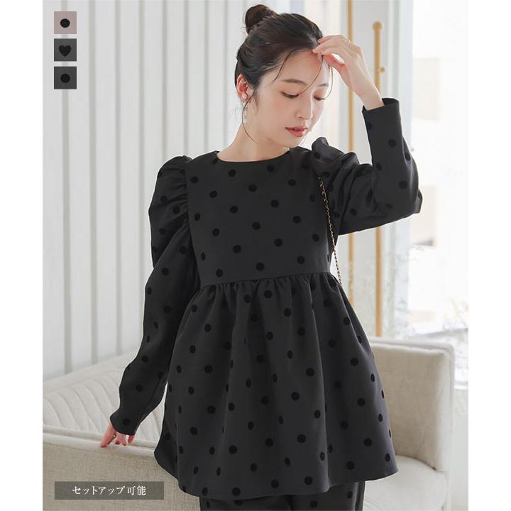 KOBE LETTUCE ロングスリーブ フロッキードットブラウス C7077