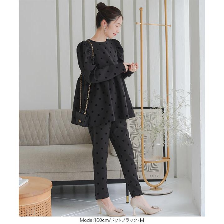 BLUELEA パフスリーブシャツ KOBE LETTUCE ロングスリーブ フロッキードットブラウス C7077