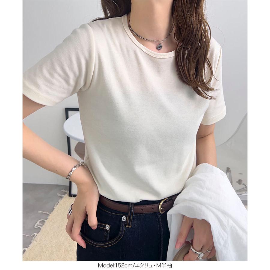 Tシャツ レディース 半袖 長袖 無地 ロンT トップス 40代 50代 綿混 白T XL 大きいサイズ C7293 | KOBE LETTUCE | 11