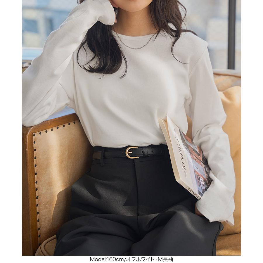 Tシャツ レディース 半袖 長袖 無地 ロンT トップス 40代 50代 綿混 白T XL 大きいサイズ C7293 | KOBE LETTUCE | 08
