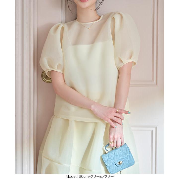 KOBE LETTUCE 透け感 シアーダンボールパフスリーブブラウス