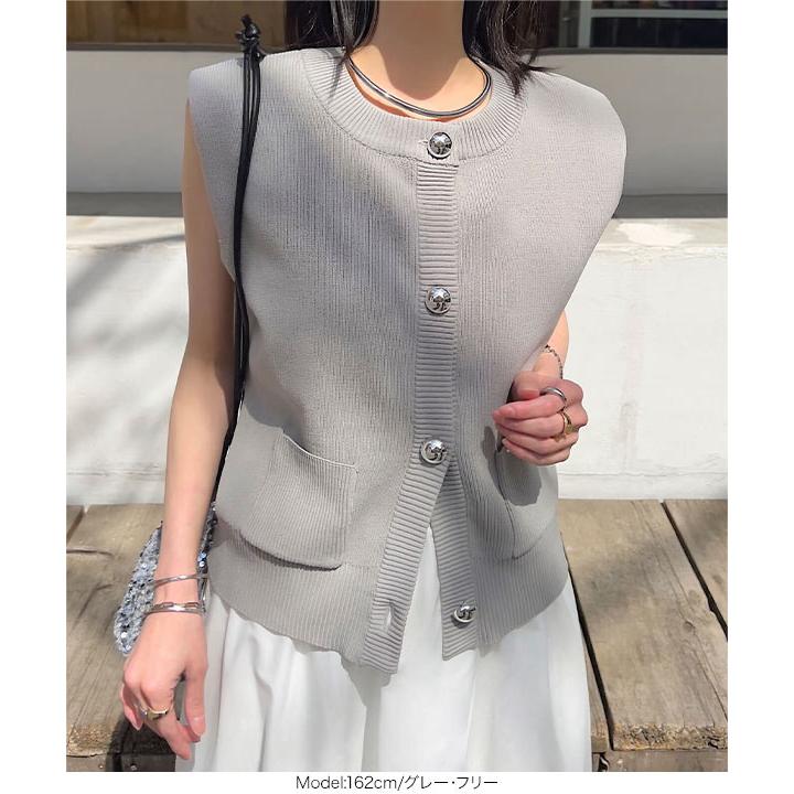 kagure グレー ニットベスト ノースリーブ　本日価格 KOBE LETTUCE ベスト レディース 50代 トップス ノースリーブ