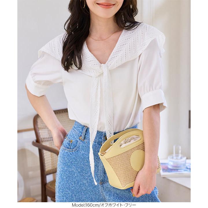 KOBE LETTUCE ブラウス レディース トップス 40代 半袖 Vネック 襟