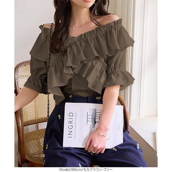 KOBE LETTUCE トップス ブラウス レディース 黒 白 フリル