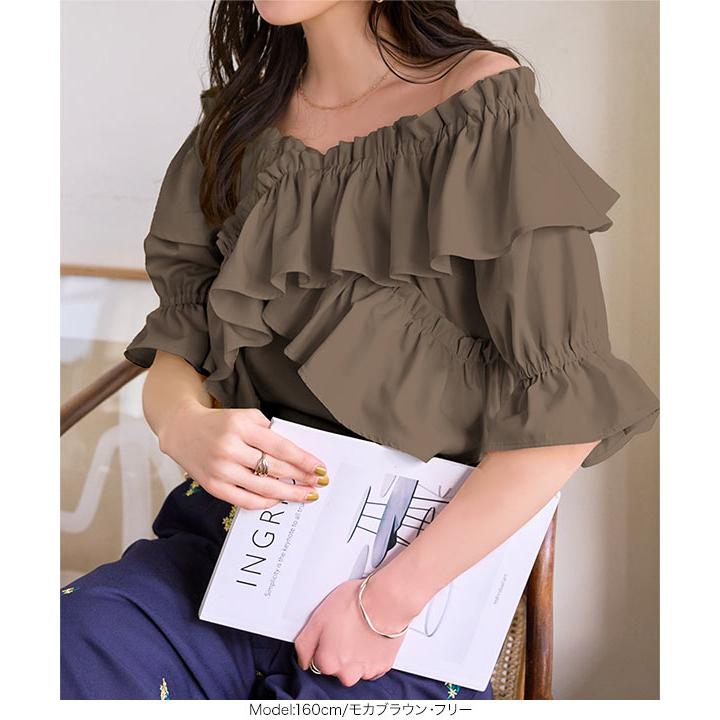 トップス soko KOBE LETTUCE トップス ブラウス レディース 黒 白 フリル