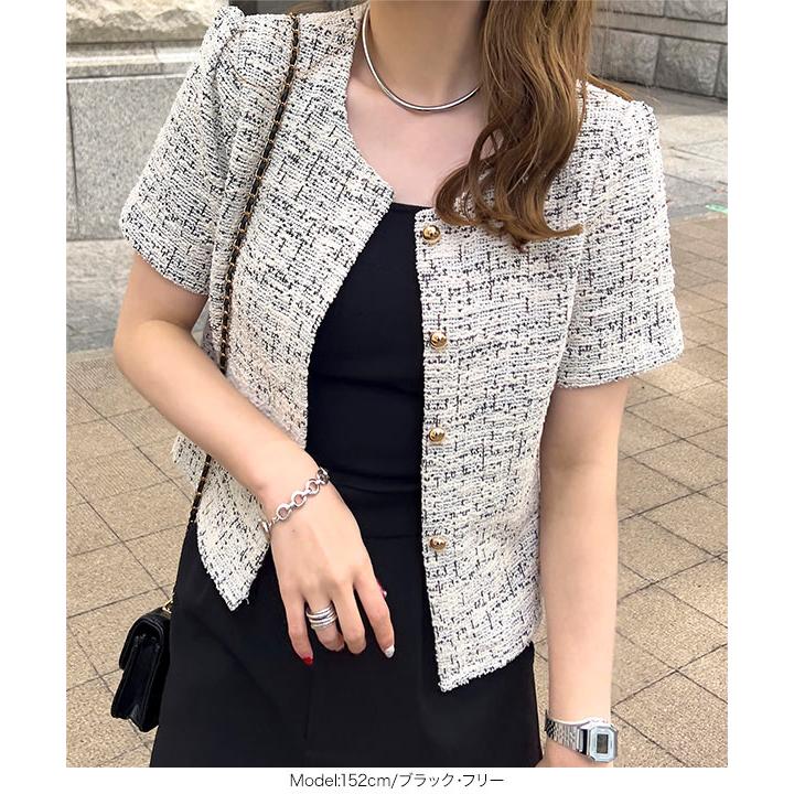 KOBE LETTUCE（神戸レタス） 半袖 ツイード半袖ジャケット レディース