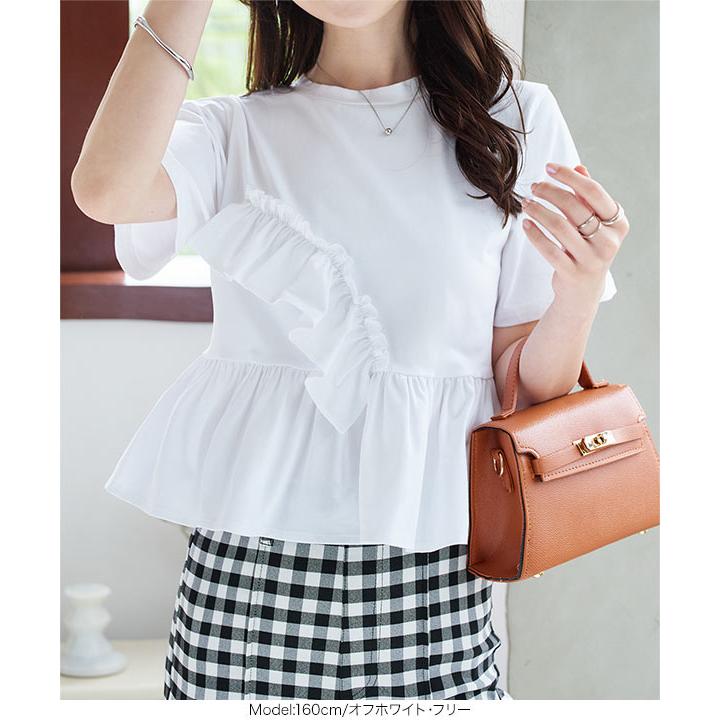 YOKO CHAN ペプラム 半袖 Tシャツ ホワイト 40 KOBE LETTUCE（神戸レタス） Tシャツ レディース 半袖 夏 コットン 綿