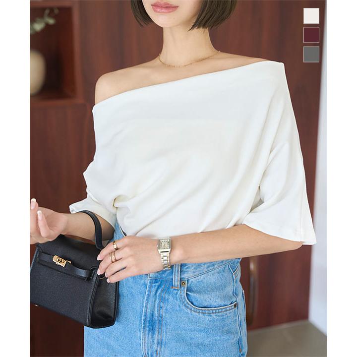 オフショル トップス オフショルデザインニットトップス/3カラー