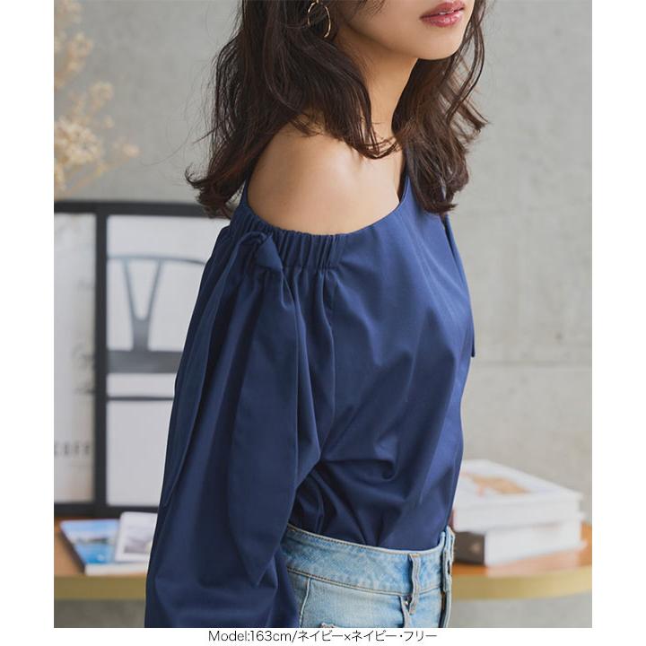 【HEVE】美品　へイヴ　カットオフショルダー　ブラウス　トップス　ネイビー　紺 KOBE LETTUCE（神戸レタス） ブラウス レディース トップス 白