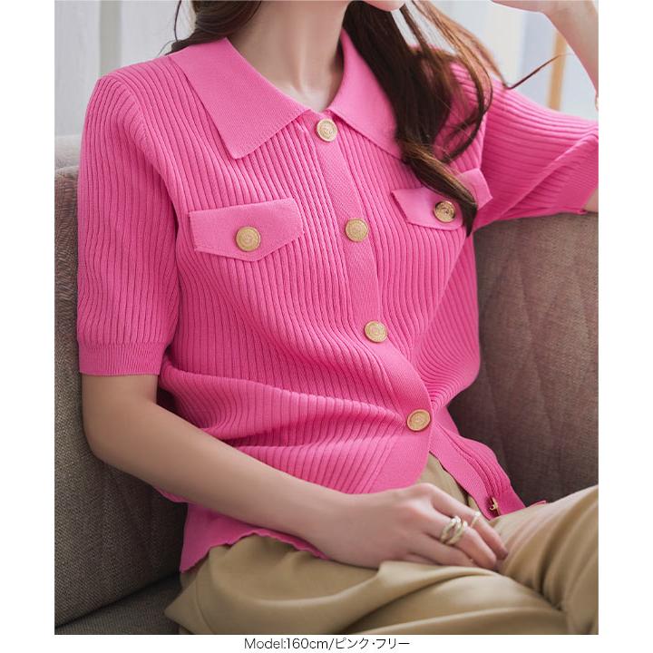 KOBE LETTUCE トップス レディース 半袖 ニット ポロ リブ 40代