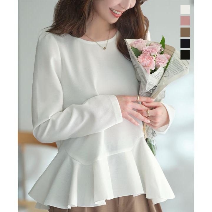 KOBE LETTUCE トップス レディース 長袖 ペプラム ブラウス 白