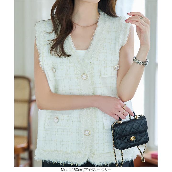 Emma Taylor ツイード風ノースリーブベスト 自信が持てるツイードジレ】母行事のオシャレは“後ろ姿もキレイ”が最高