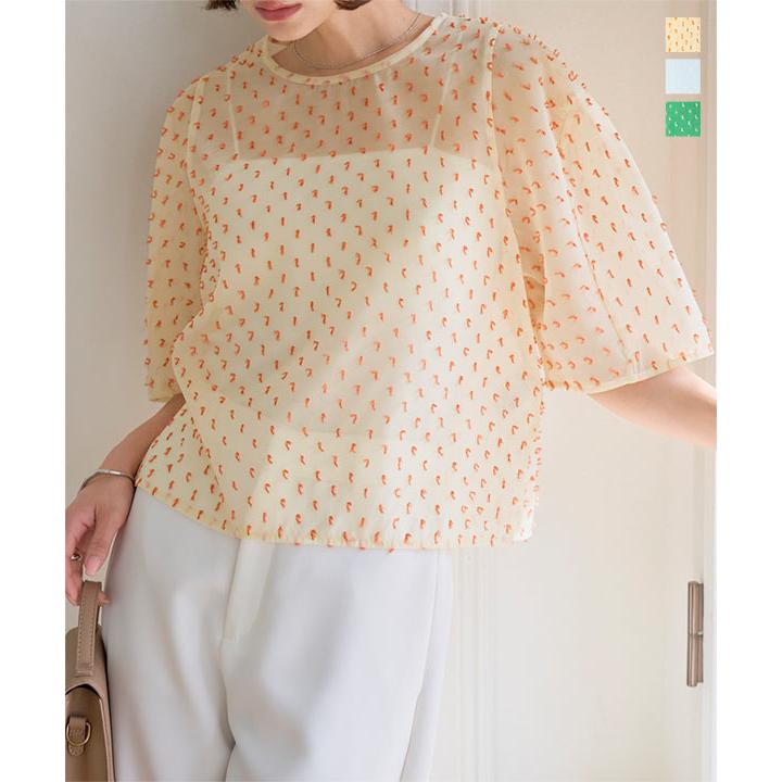 シャツ/ブラウス(半袖/袖なし) UNDULATE SHEER TOP natural couture ブラウス シャツ 半袖プリーツシアーブラウス