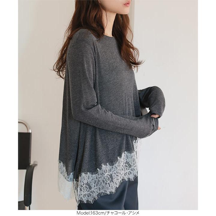 【新品】シーマリー 裾レースシアー長袖カットソー cccmalie シーマリー 裾レースシアー長袖カットソー COCOMOMO tシャツ