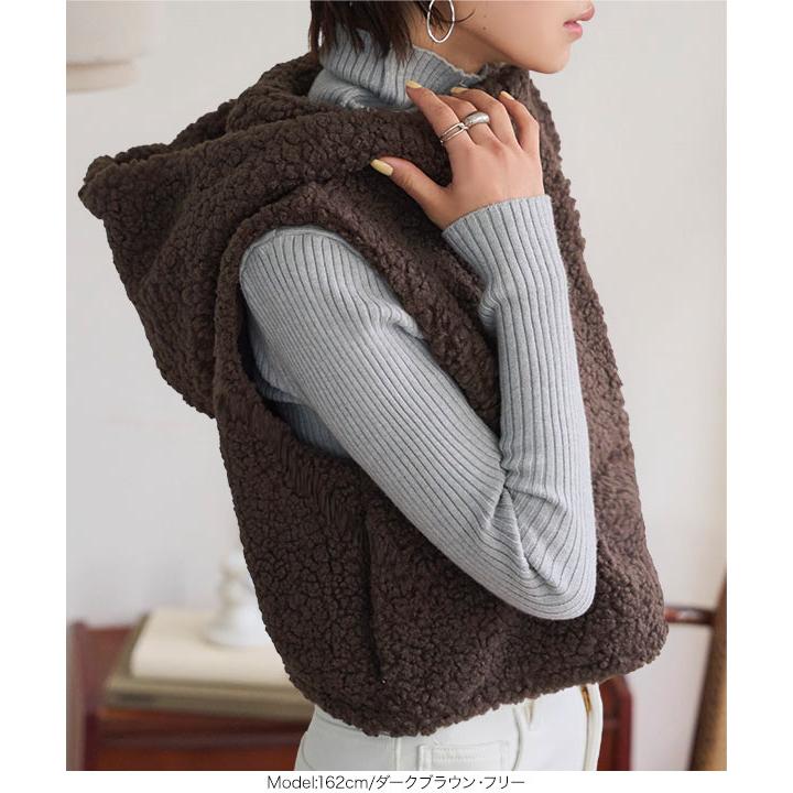 KOBE LETTUCE（神戸レタス） ベスト レディース 冬 ボアベスト フード