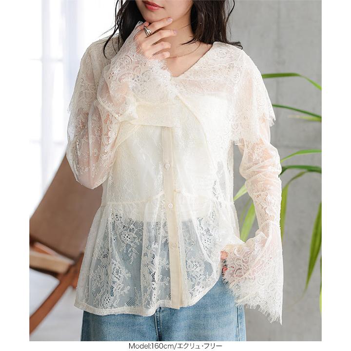 notconventional lace tops レースブラウス KOBE LETTUCE（神戸レタス） ブラウス レディース 長袖 レースブラウス