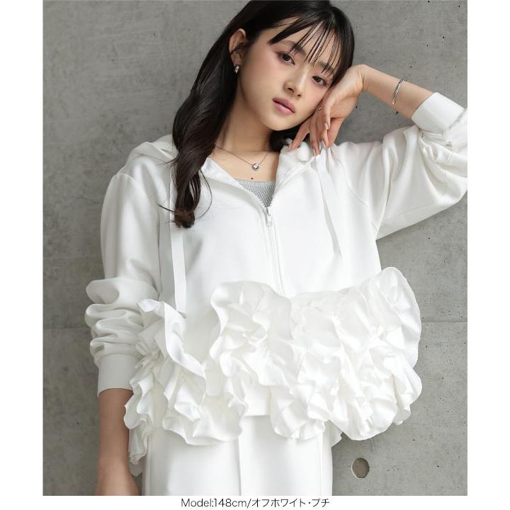 白パーカー パーカー 半袖 夏服 レディース　トップス 袖フリル フリル 白 レ 楽天市場】半袖パーカー レディース パーカー 五分袖 フード付き