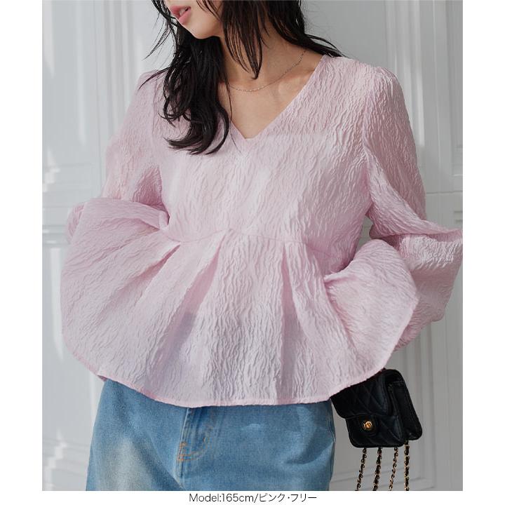 美品 アドーア ADORE ピンク Vネック バルーン袖 五分袖ブラウス 38 クリアジョーゼットブラウス | ADORE（アドーア） ｜【公式】通販mix