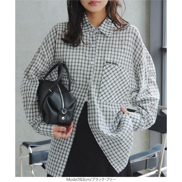 値下げ　BUDO グレー チェック柄 シャツ KOBE LETTUCE（神戸レタス） シャツ レディース 長袖 チェックシャツ