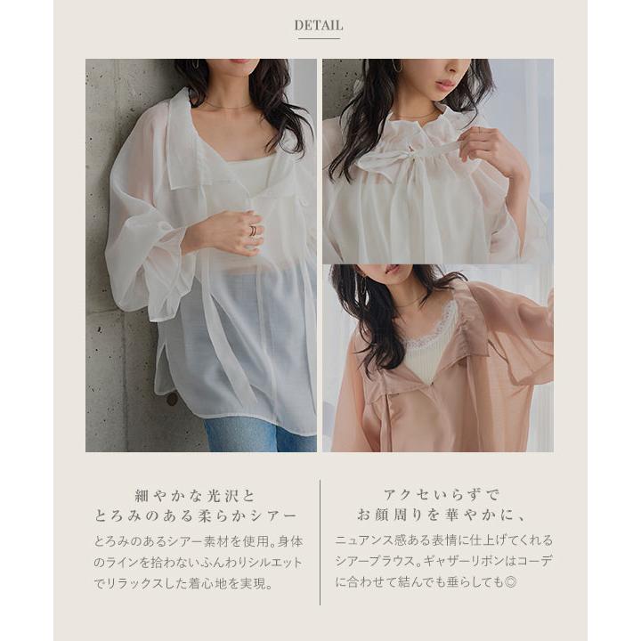 KOBE LETTUCE（神戸レタス） ブラウス レディース シアー 長袖 白 黒