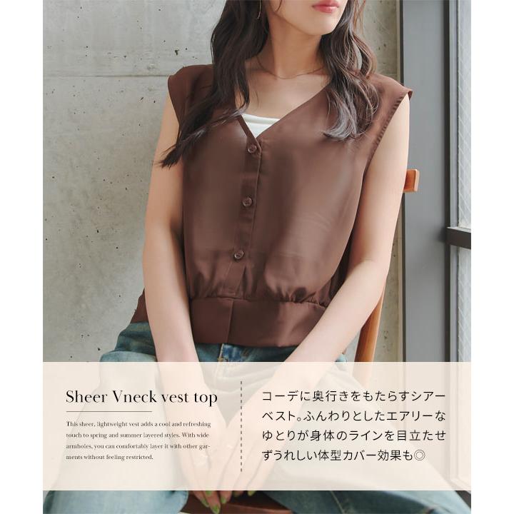 KOBE LETTUCE（神戸レタス） ノースリーブ シアーVネックベスト
