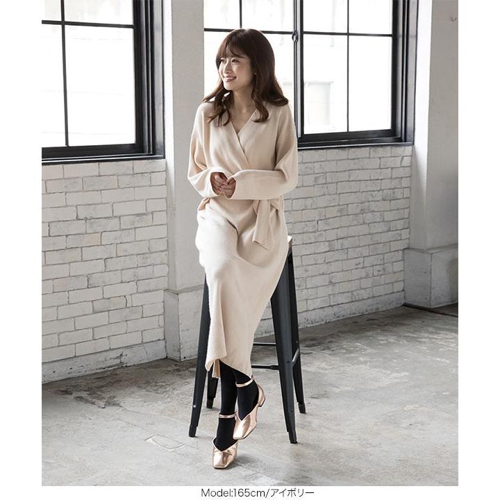 KOBE LETTUCE ワンピース ニットワンピ 冬 カシュクール ロングワンピ  