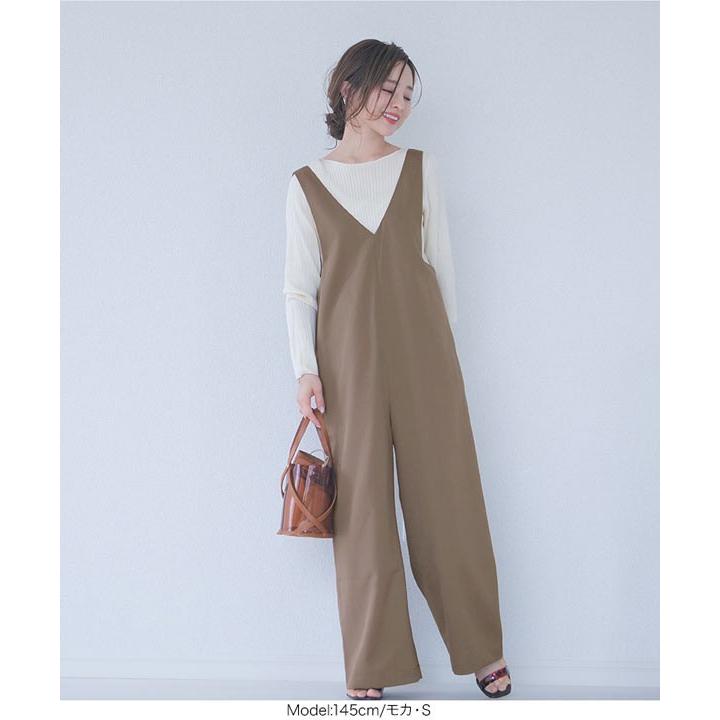 【アンリアン】ブラウン サロペット unliens 田中亜希子さん KOBE LETTUCE サロペット 田中亜希子さんコラボ Vネックワイド