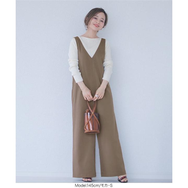 【アンリアン】ブラウン サロペット unliens 田中亜希子さん KOBE LETTUCE サロペット 田中亜希子さんコラボ Vネックワイド