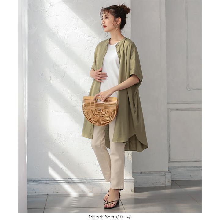 日替わりセール ワンピース チュニック 半袖 リネン シャツワンピ 麻 レディース E25送料無料 ゆったり 体型カバー 夏 バンドカラー いよいよ人気ブランド