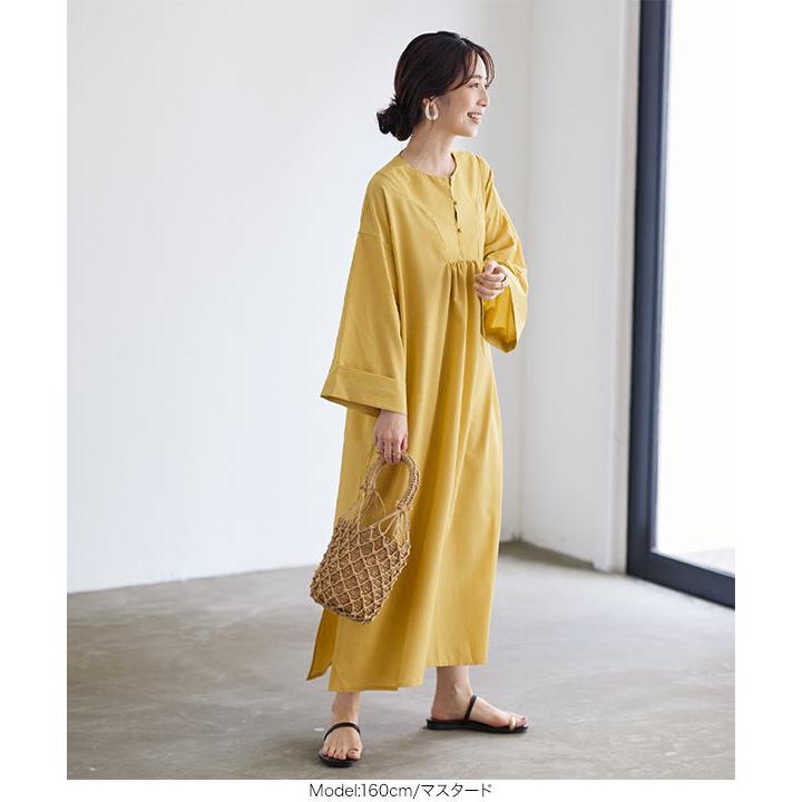 junmikami 淡黄色ロングワンピース KOBE LETTUCE ワンピース レディース 7分丈 8分丈 長袖 ロング