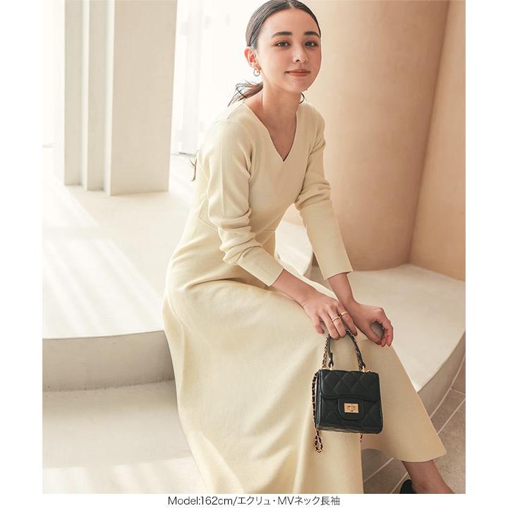 ニットワンピース 40代 50代 フレア レディース 冬 秋 春 E3289 : 神戸