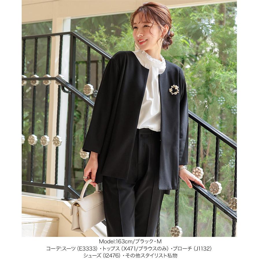 45R ギマツイード花刺繍ノーカラージャケット　ボレロ　サイズ3Ｌ 春秋　日本製 ジャケット 卒業式 母 服装 ママスーツ フォーマルスーツ 入学式