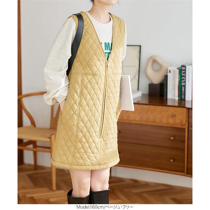 ランバンスポール ゴルフ 中綿 キルティング ジャンバースカート ワンピース ジャンパースカート ミニワンピース レディース 中綿