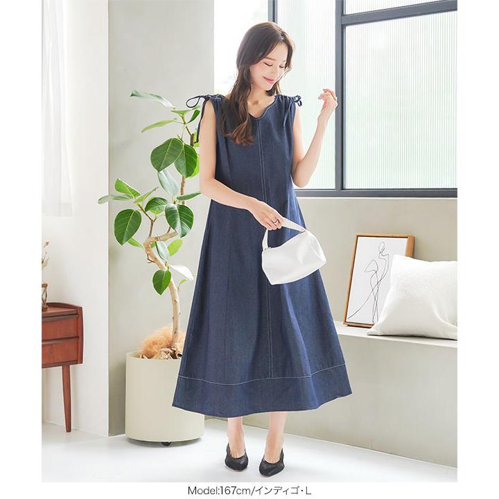 レディース☆Rene basic　日本製ワンピース　ソフトデニム　ルネ美品36 KOBE LETTUCE（神戸レタス） ワンピース レディース きれいめ 50代 60