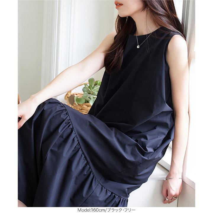 Reneルネ TISSUE社 シルク混 リボン ノースリーブバルーンワンピース セール】 ノースリーブバルーンワンピース （ワンピース