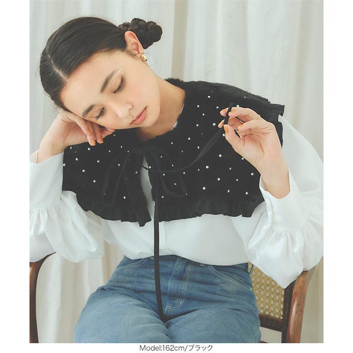 KOBE LETTUCE 付け襟 リボン キルティングファー レディース 40