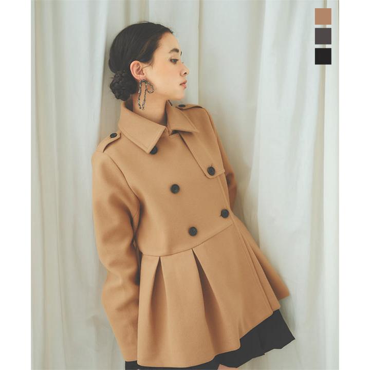 ダンボールニット ウエストペプラム ドレス コート KOBE LETTUCE コート Pコート レディース 長袖 秋 冬 春