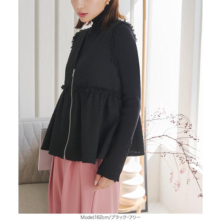 KOBE LETTUCE ベスト ジレ ツイード レディース 羽織り ペプラム